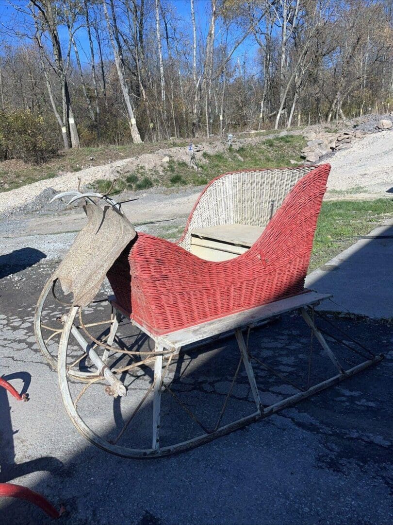 Antique Wicker Basket Christmas Sleigh