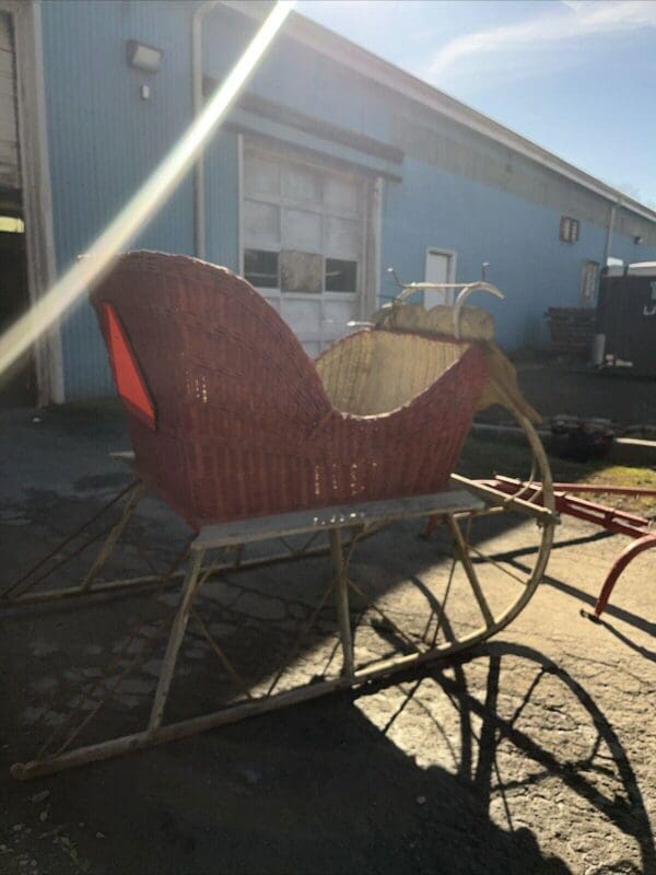 Antique Wicker Basket Christmas Sleigh