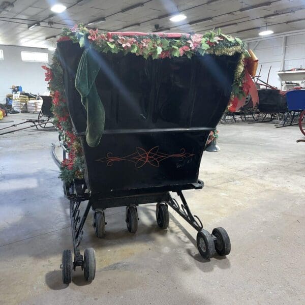 Large Parade Ready 3 Seat Sleigh On Wheels With Shafts