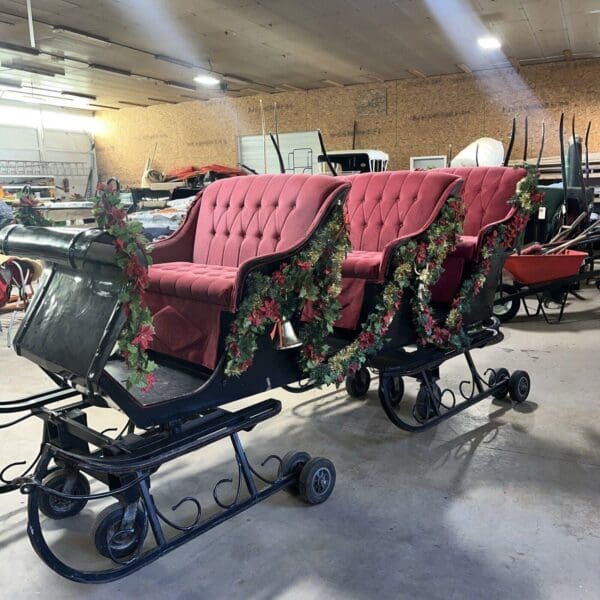 Large Parade Ready 3 Seat Sleigh On Wheels With Shafts