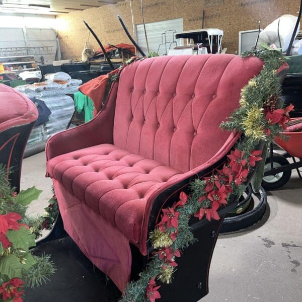 Large Parade Ready 3 Seat Sleigh On Wheels With Shafts