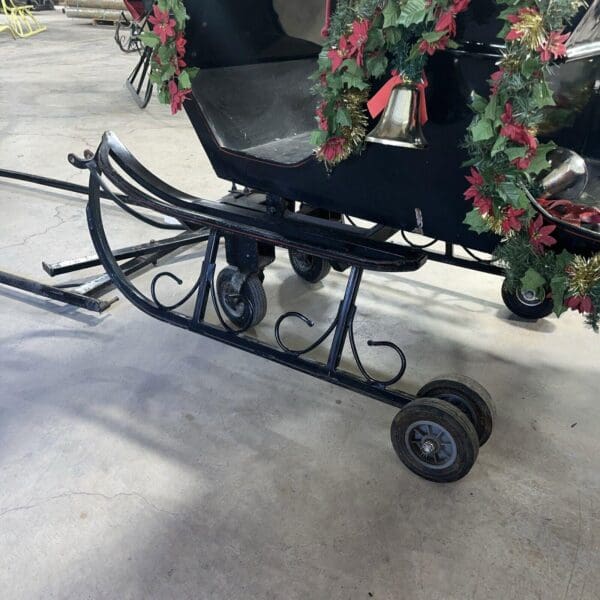 Large Parade Ready 3 Seat Sleigh On Wheels With Shafts