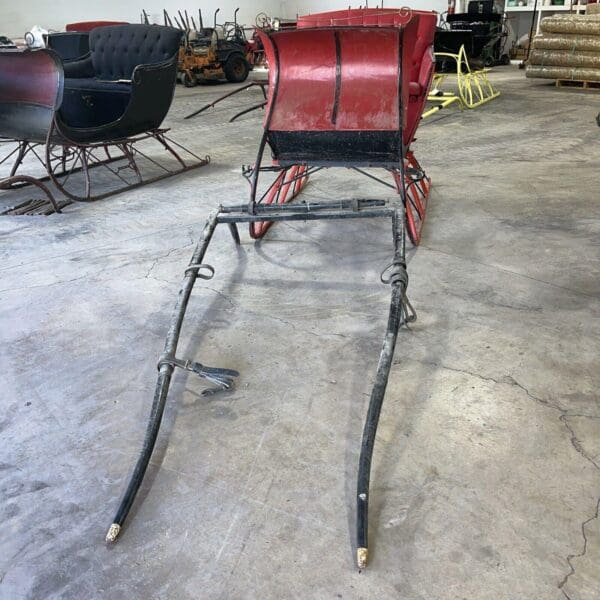 Antique Red & Black Portland Cutter Sleigh With Shafts