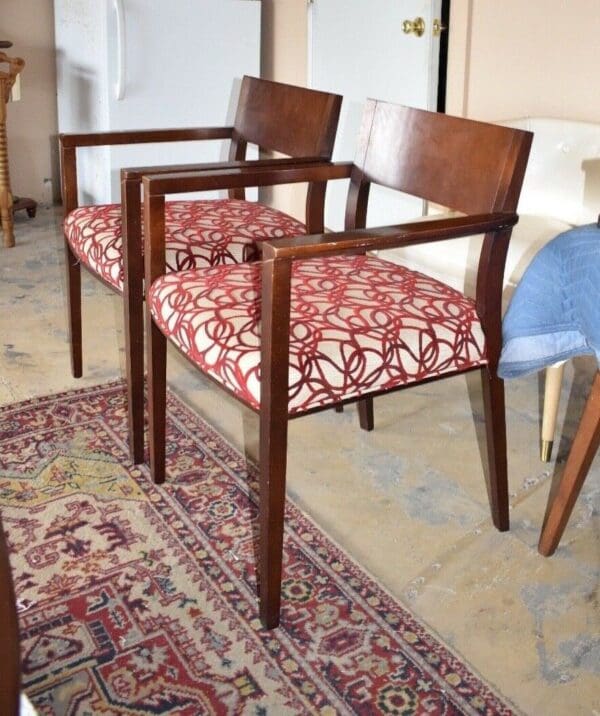 Pair of Mid Century Style Wood Arm Chairs, by Dellarobbia