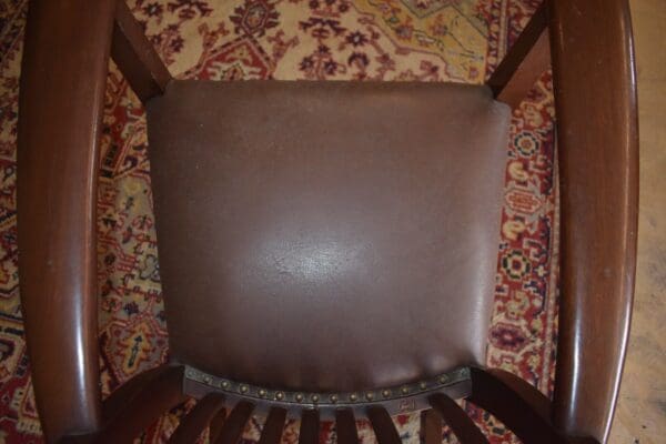 Antique Mahogany Leather Upholstered Rocking Chair, Rocker