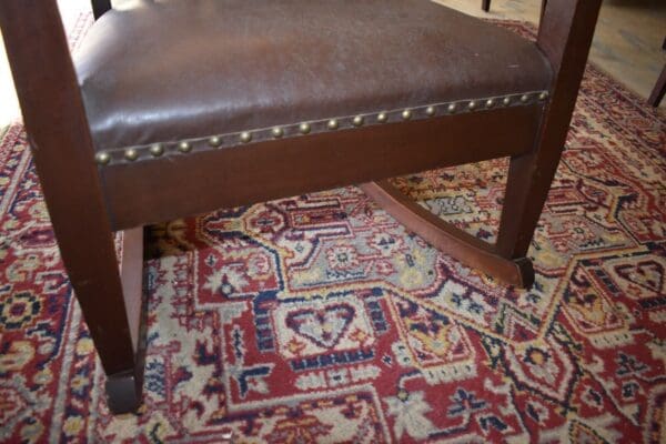 Antique Mahogany Leather Upholstered Rocking Chair, Rocker