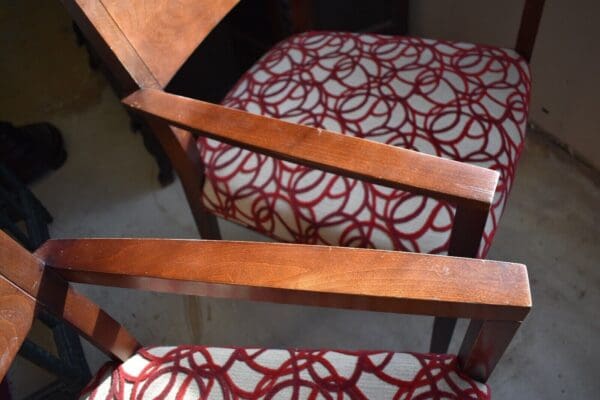 Pair of Mid Century Style Wood Arm Chairs, by Dellarobbia