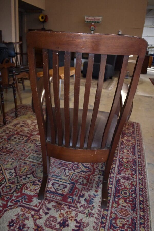 Antique Mahogany Leather Upholstered Rocking Chair, Rocker