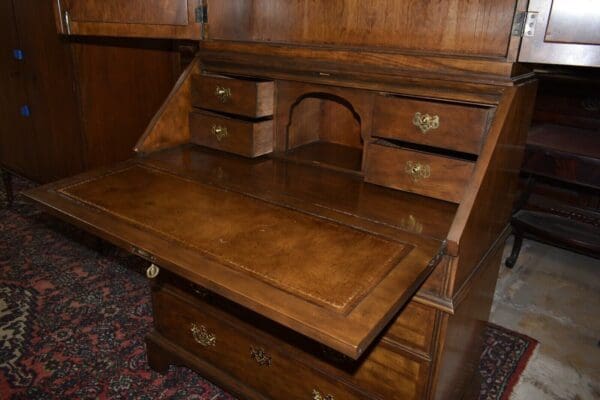 Vintage Baker Furniture Burled Walnut Drop Front Secretary Desk, Bookcase