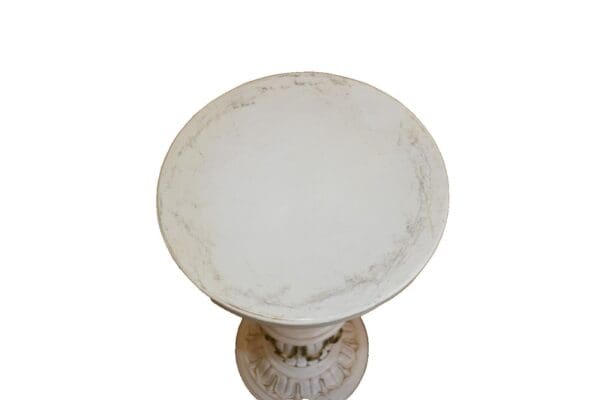 Vintage White Pedestal Plant Stand, Faux Marble