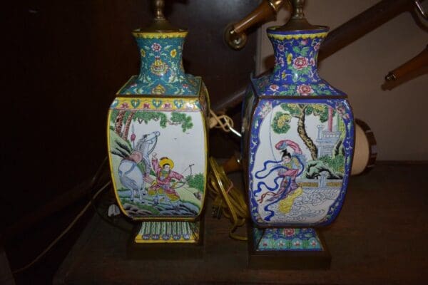 19th Century Chinese Cloisonné Enameled Lamps