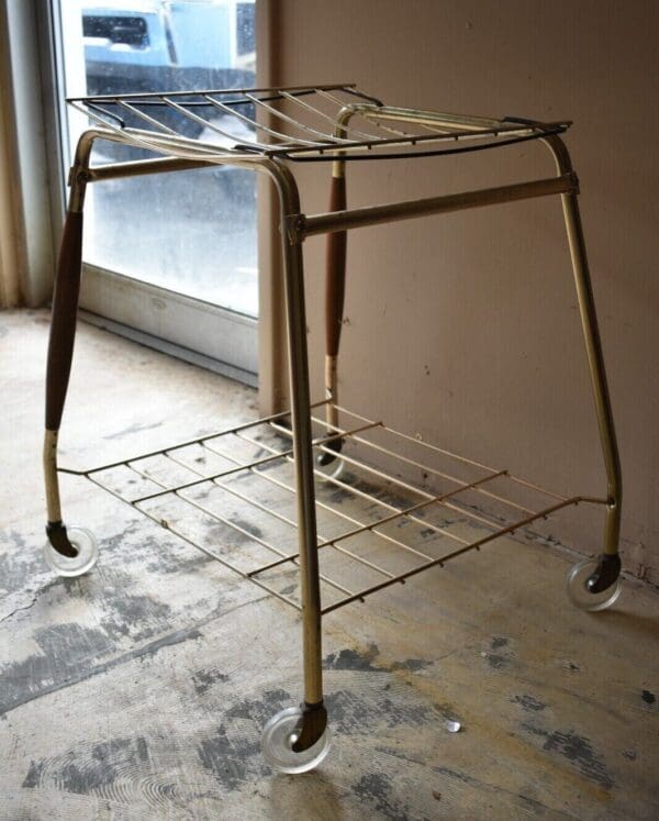 Vintage Mid Century Rolling TV Stand, Cart