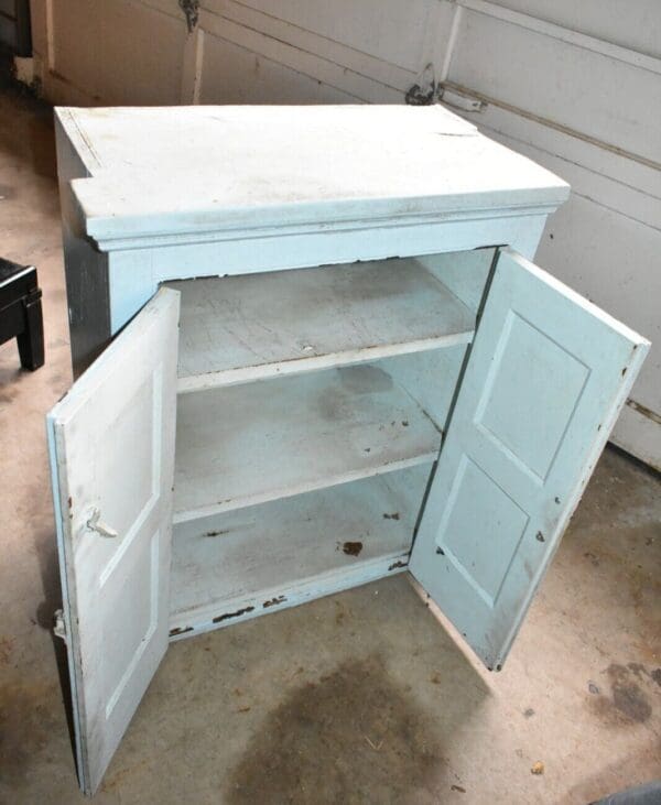 Antique Shabby Blue Wall Medicine Cabinet, Cupboard with Mirror