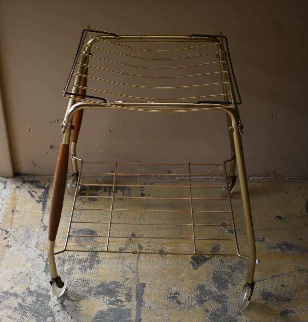 Vintage Mid Century Rolling TV Stand, Cart