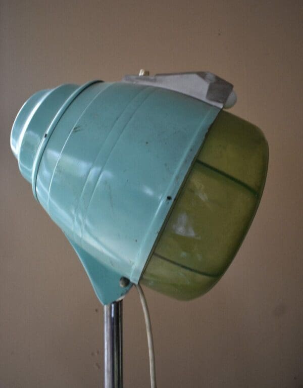 Mid Century Art Deco Style Commercial Blue Hair Dryer, De Graft Products Co