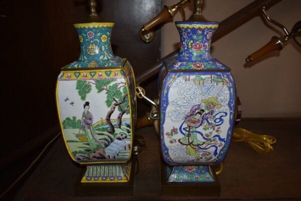 19th Century Chinese Cloisonné Enameled Lamps