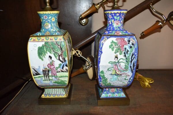 19th Century Chinese Cloisonné Enameled Lamps