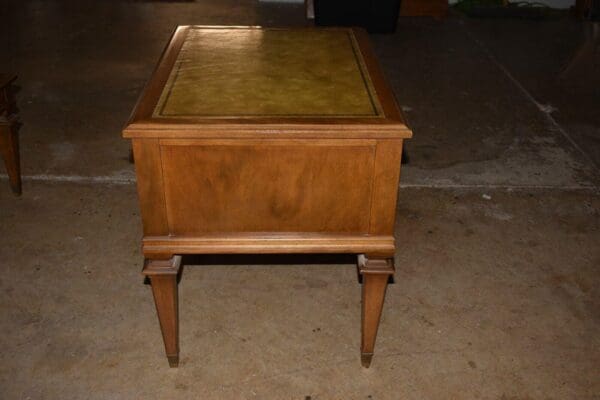 Vintage Leather Top Coffee and End Table Set, Wood & Brass