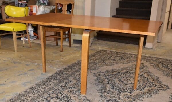 Mid Century Danish Modern Drop Sides Table with Bentwood Legs