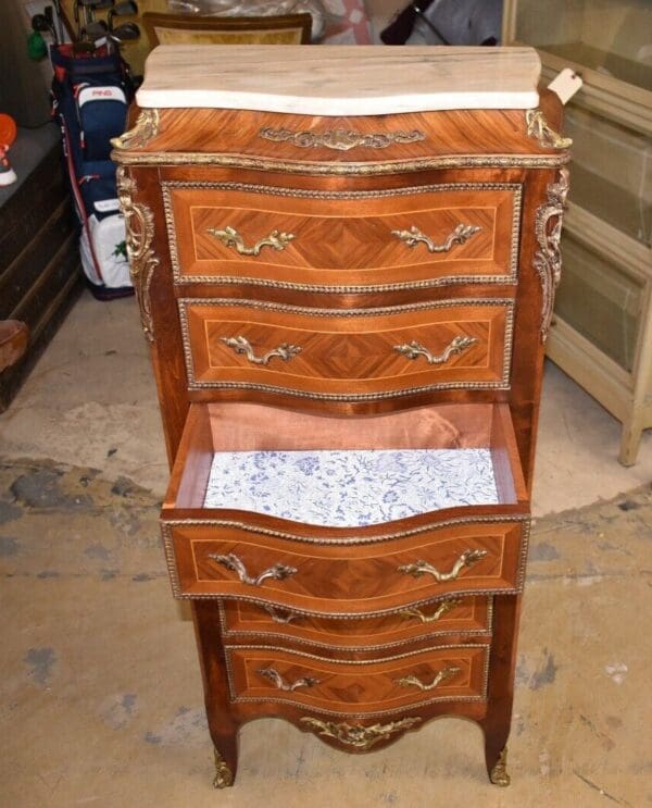 Vintage Louis xv Marble Top Bedroom Lingerie Chest, Made in Spain