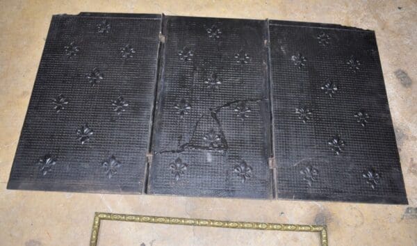 Antique Cast Iron Fireback, Fireplace Surround