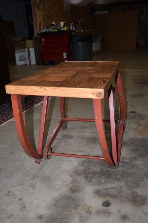 Steampunk One of a Kind Industrial Cart Coffee Table, Wood & Metal