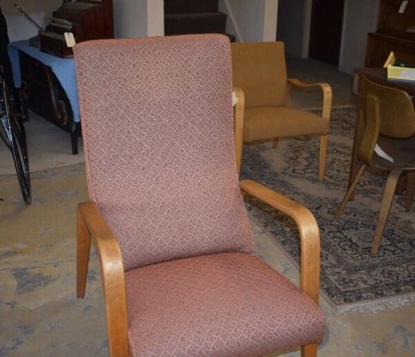 Thonet Mid Century Modern Bentwood Highback Upholstered Chair