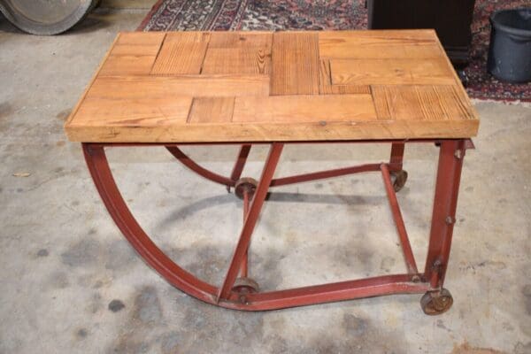 Steampunk One of a Kind Industrial Cart Coffee Table, Wood & Metal