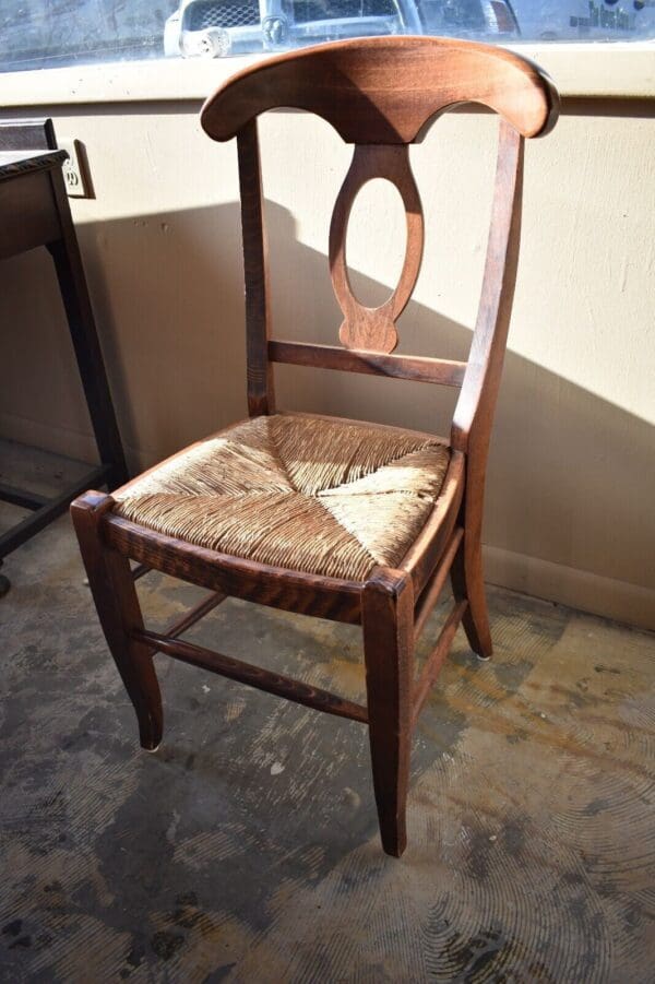 Vintage Solid Wood Rush Seat Chair