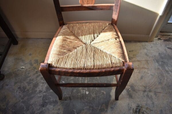 Vintage Solid Wood Rush Seat Chair