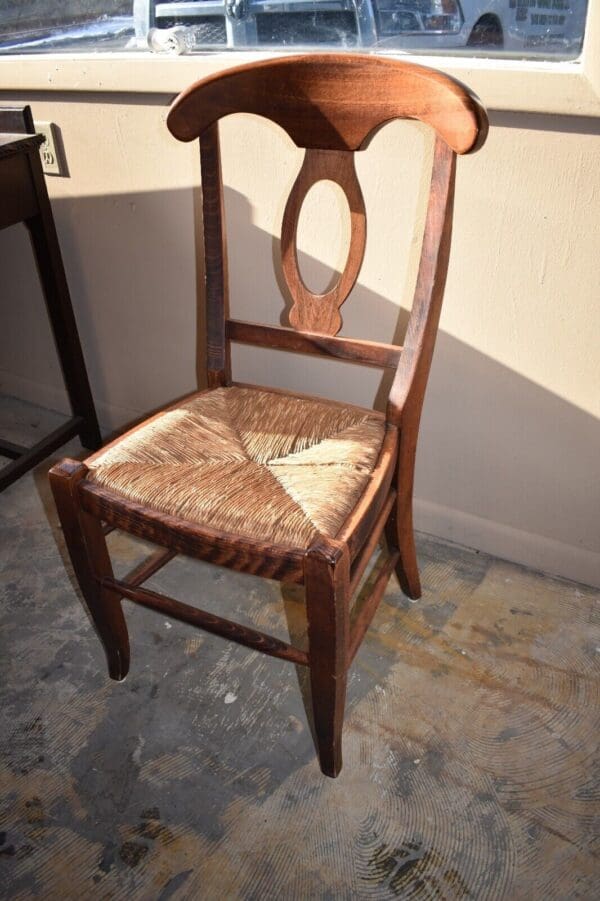 Vintage Solid Wood Rush Seat Chair