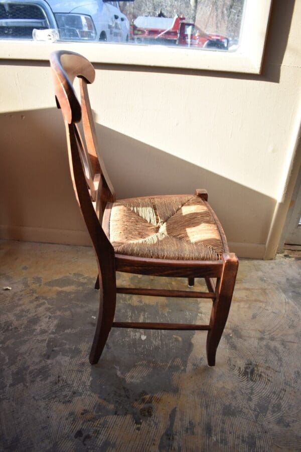 Vintage Solid Wood Rush Seat Chair