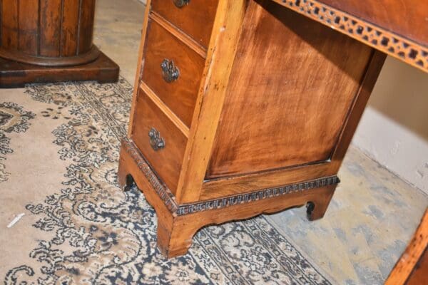 Antique Leather Top Kneehole Desk