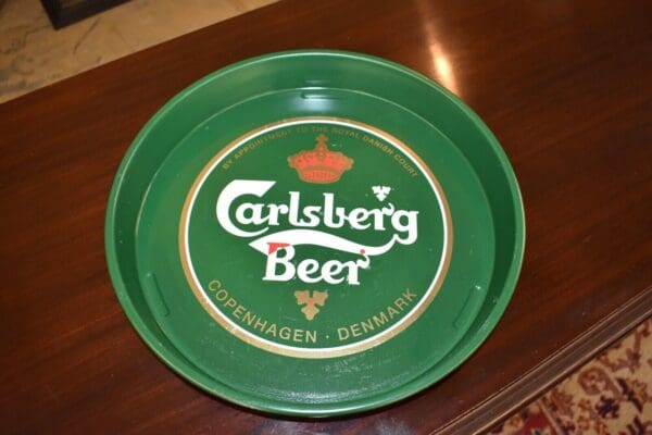 Vintage Green Carlsberg Beer Tray, Copenhagen Denmark, Made in Germany