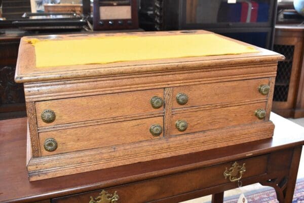 Antique Oak School Master's Slant Front Oak Desk