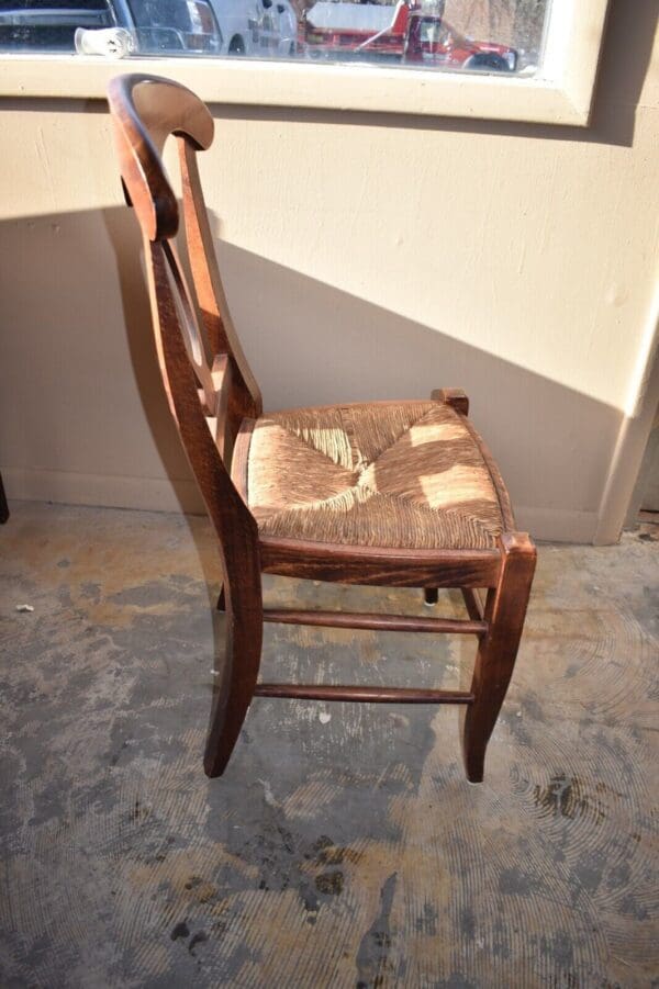 Vintage Solid Wood Rush Seat Chair