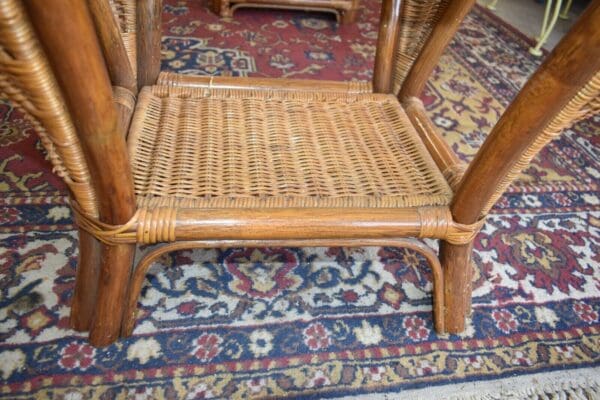 Bamboo Wicker Parlor Set, 4 Pieces, Coffee Table Side Tables