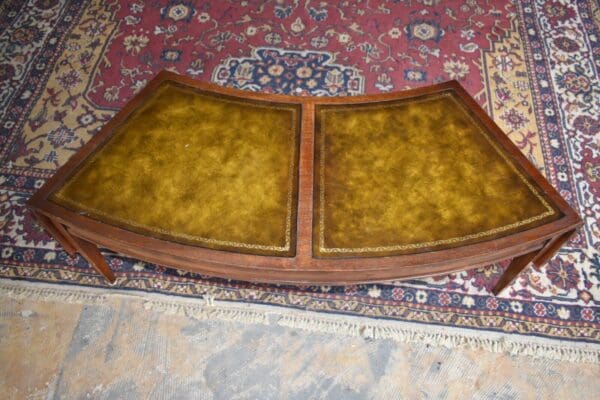 Mid-Century Vintage Leather Top Mahogany Drop Sides Coffee Table