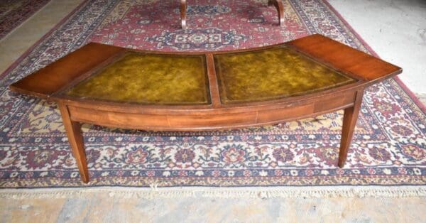 Mid-Century Vintage Leather Top Mahogany Drop Sides Coffee Table