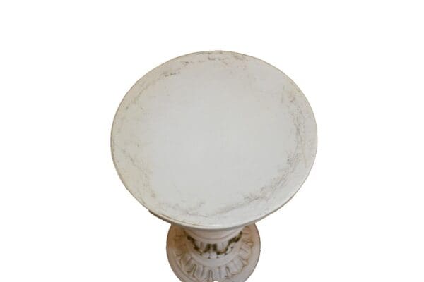 Vintage White Pedestal Plant Stand, Faux Marble