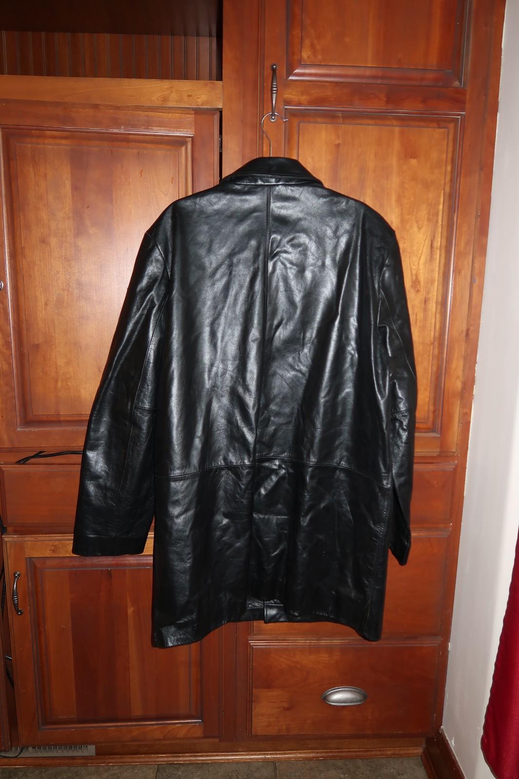 Banana Republic Black Leather Car Coat Men’s Genuine Leather Jacket XL