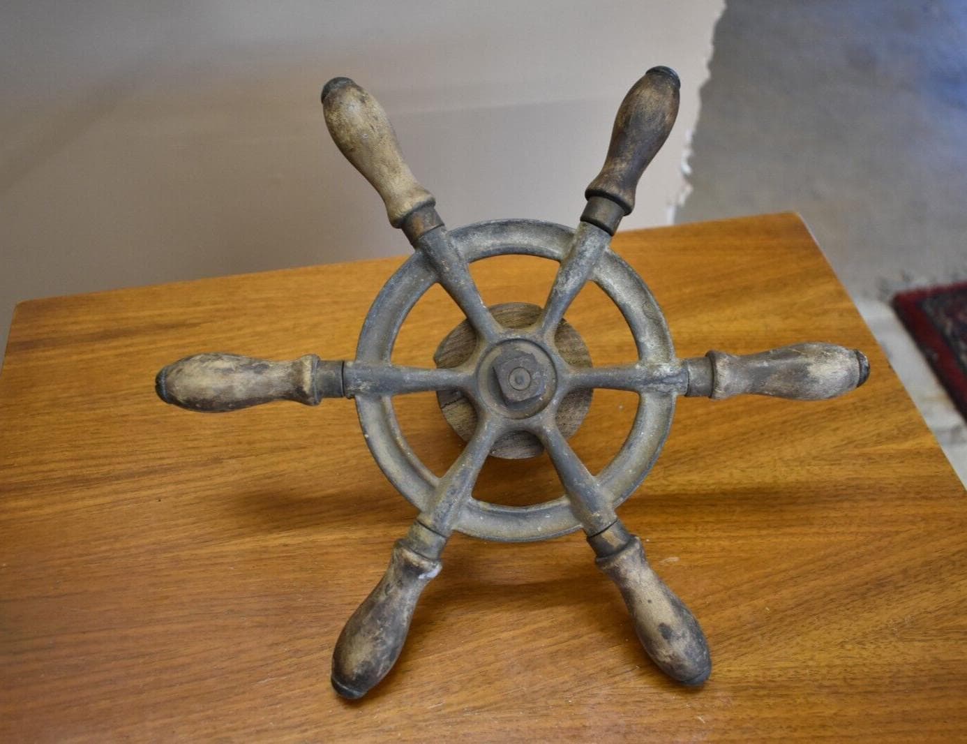 Antique Cast Iron Ship's Wheel, Nautical Maritime