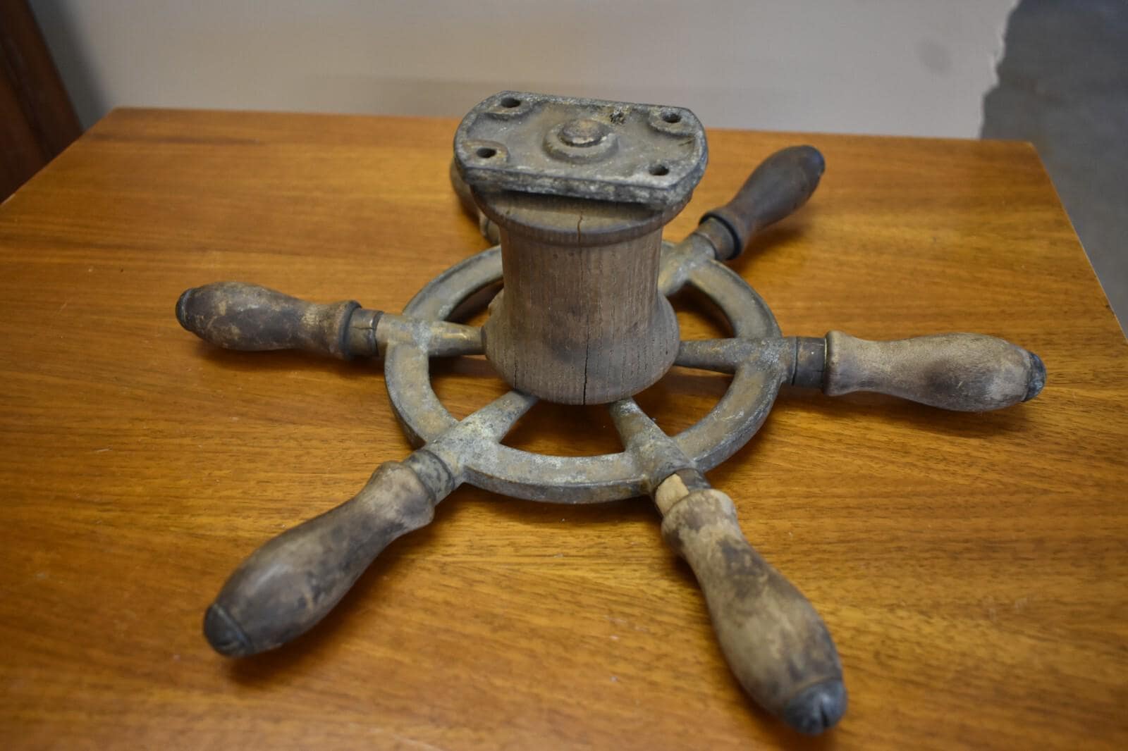 Antique Cast Iron Ship's Wheel, Nautical Maritime