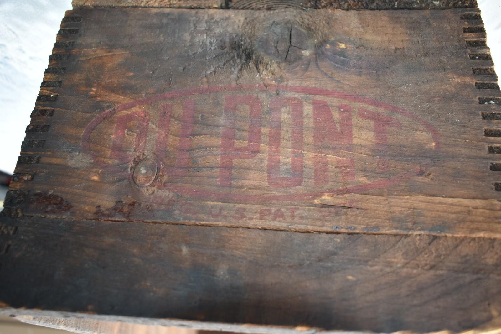 Primitive Antique Wood Crate Dupont Explosives Box