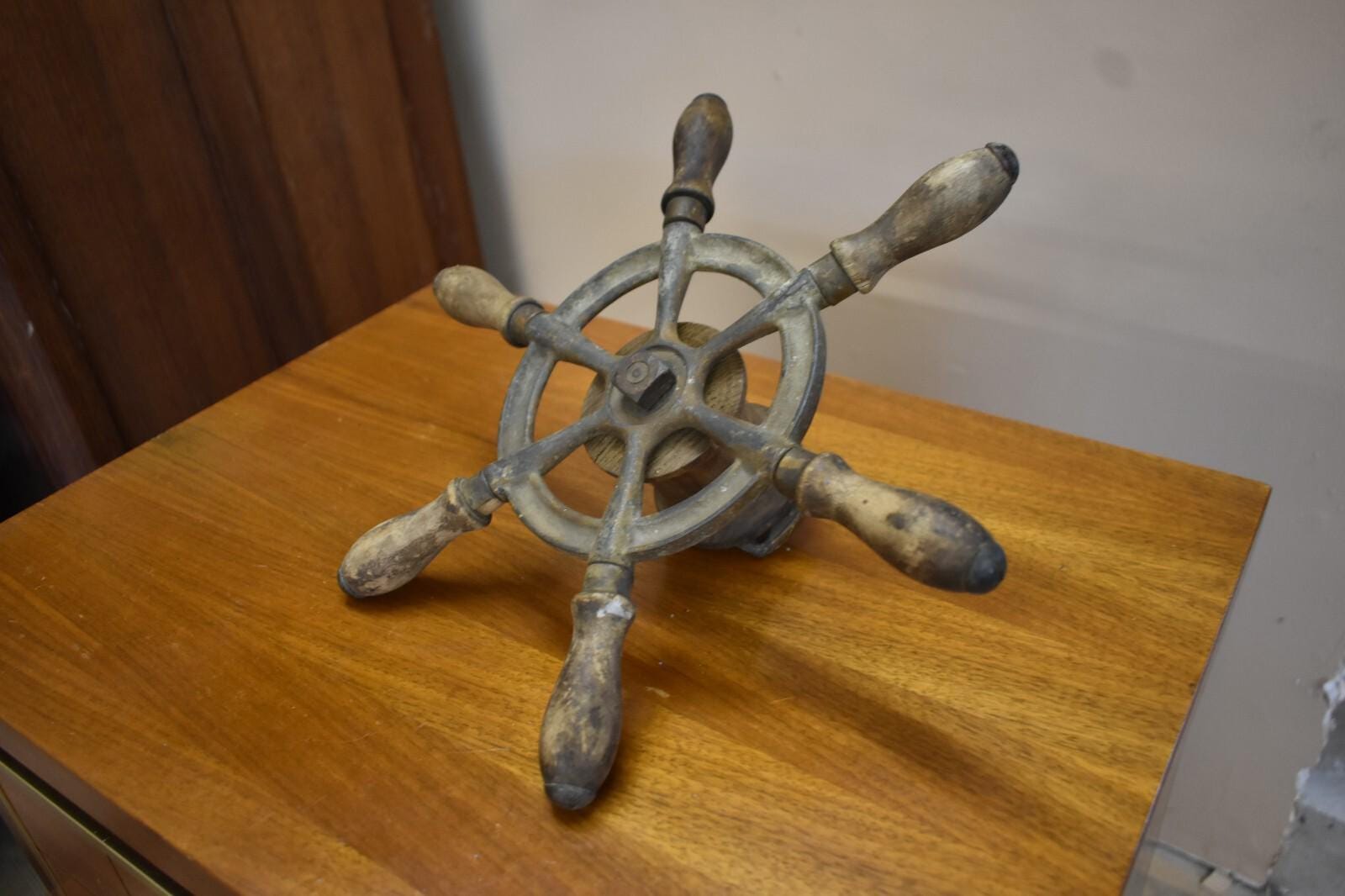 Antique Cast Iron Ship's Wheel, Nautical Maritime