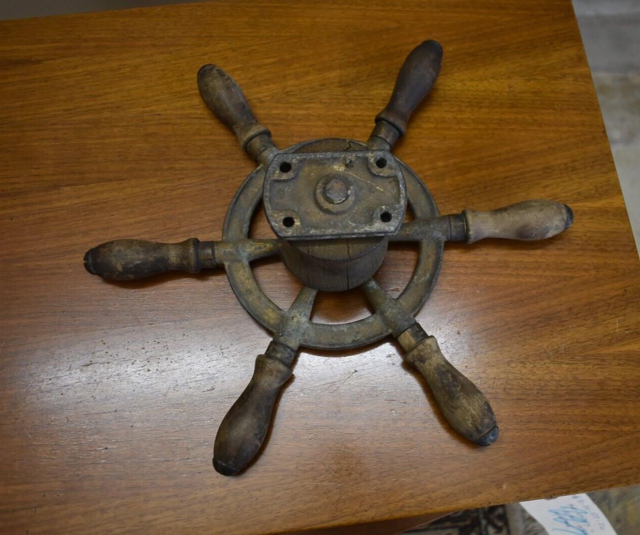 Antique Cast Iron Ship's Wheel, Nautical Maritime